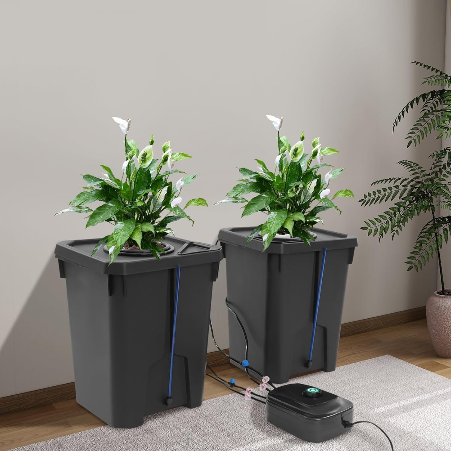 2-Bucket Hydroponics Growing System, 7.13Gal DWC Deep Water Culture with Top Dri