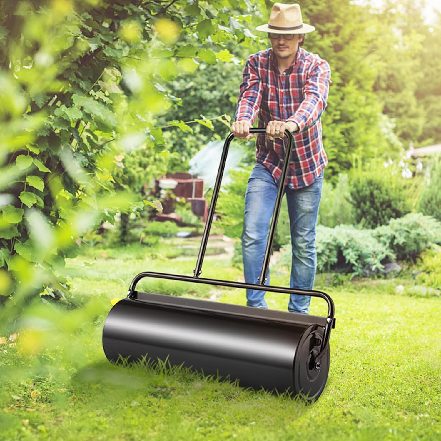 61L Lawn Roller with Ergonomic Handle – Level & Compress Soil Easily