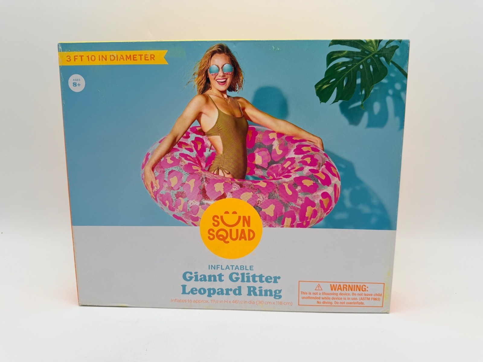 Sun Squad Inflatable Giant Glitter Leopard Ring 3 Ft 10 In Diameter For Ages 8+