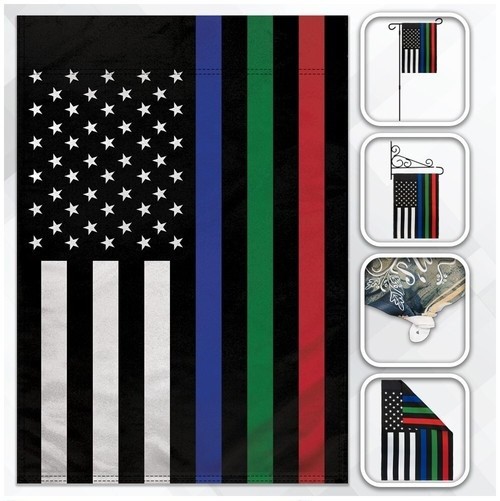 Thin Blue Green Red Line 12x18in Garden Flag Service Police Fire Military Flag