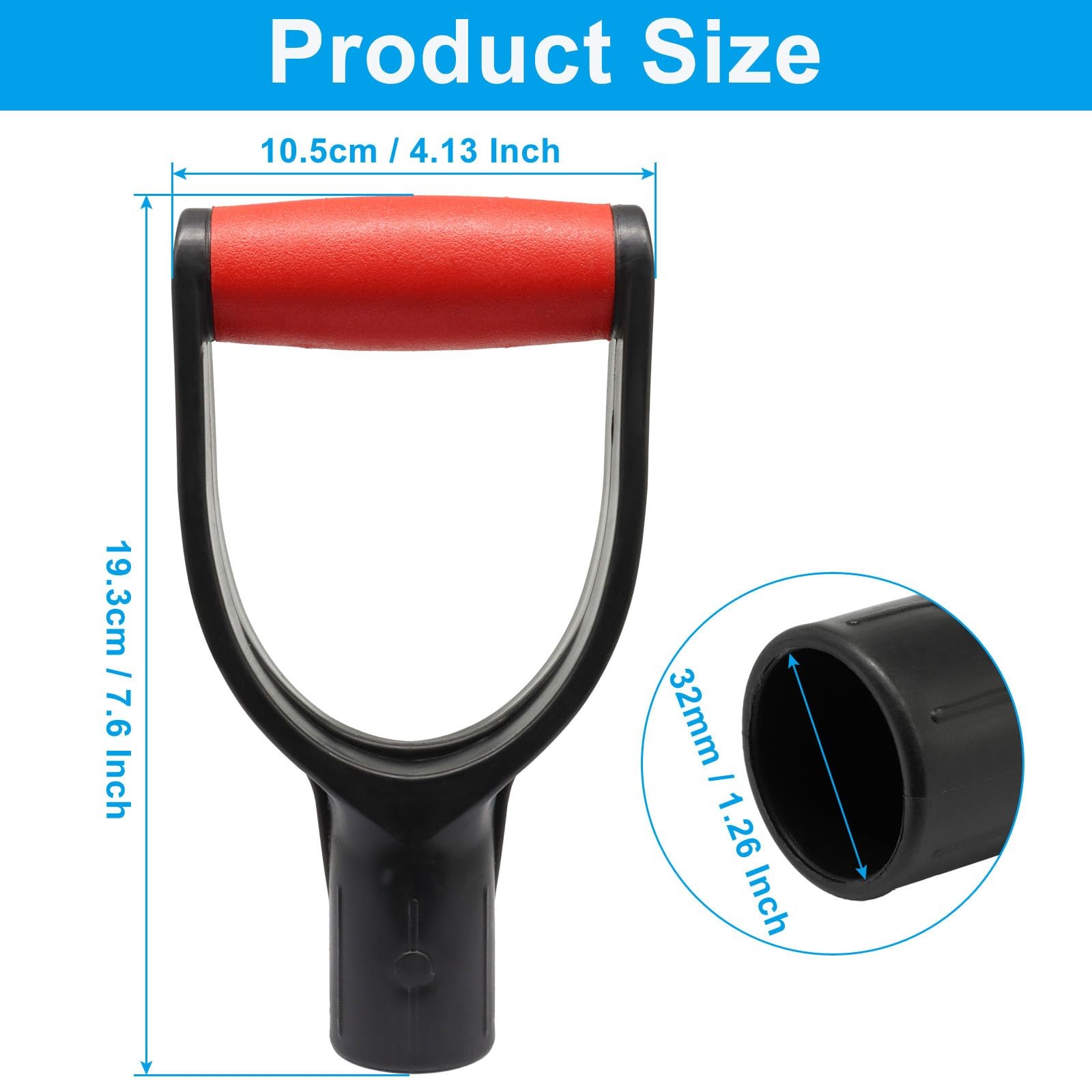 Hitefu, Red-Black,1-1/4″ Polypropylene Handle