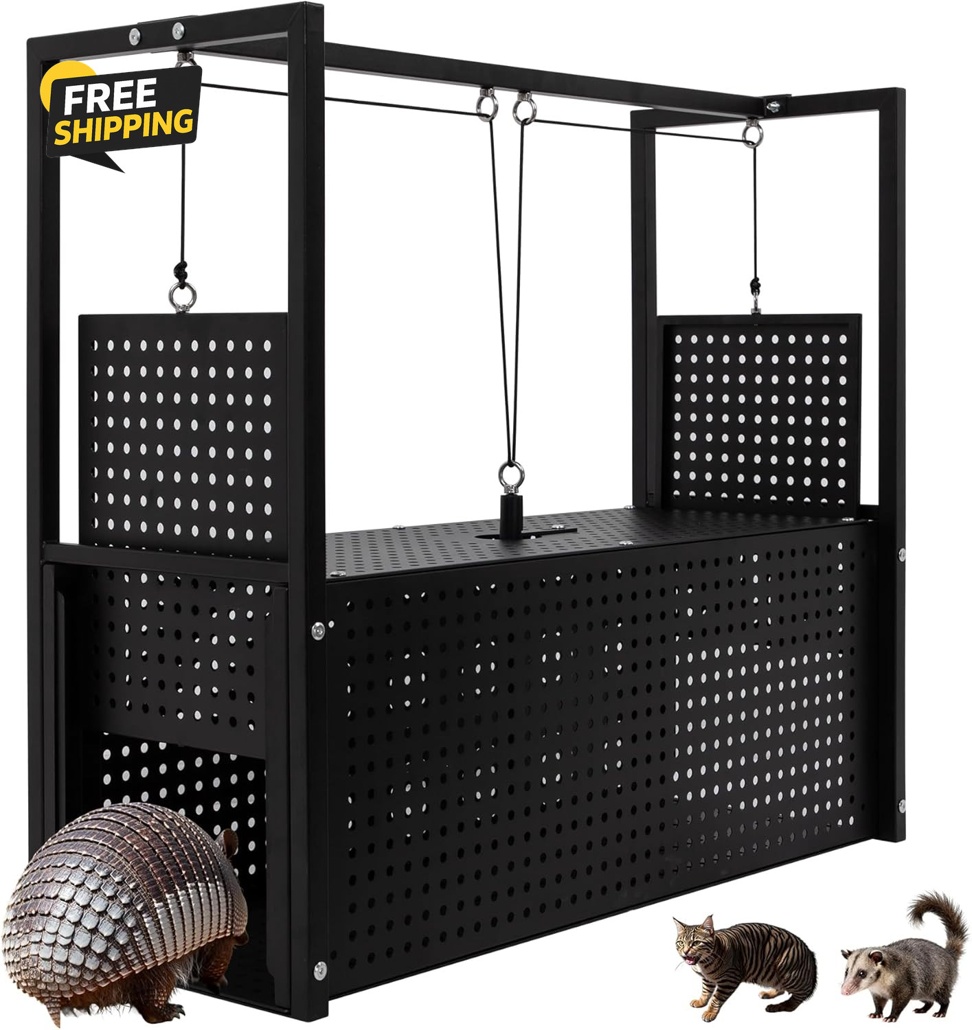 Live Animal Trap Cage 32’’, Heavy Duty Steel Live Animal Trap, Humane Catch