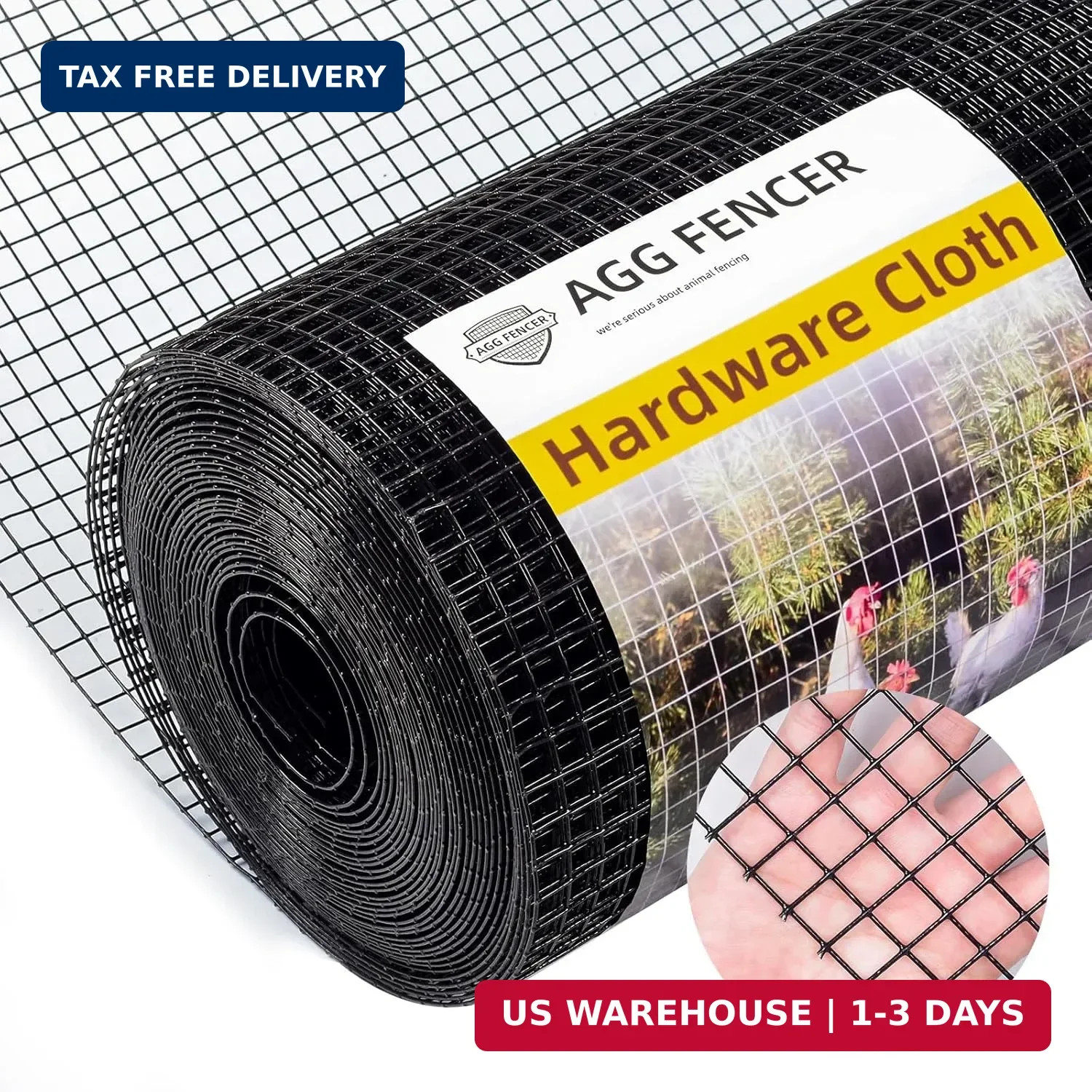 16in x 10ft Black Hardware Cloth 1/2 inch 19Ga PVC Coated Wire Mesh Vinyl Coated