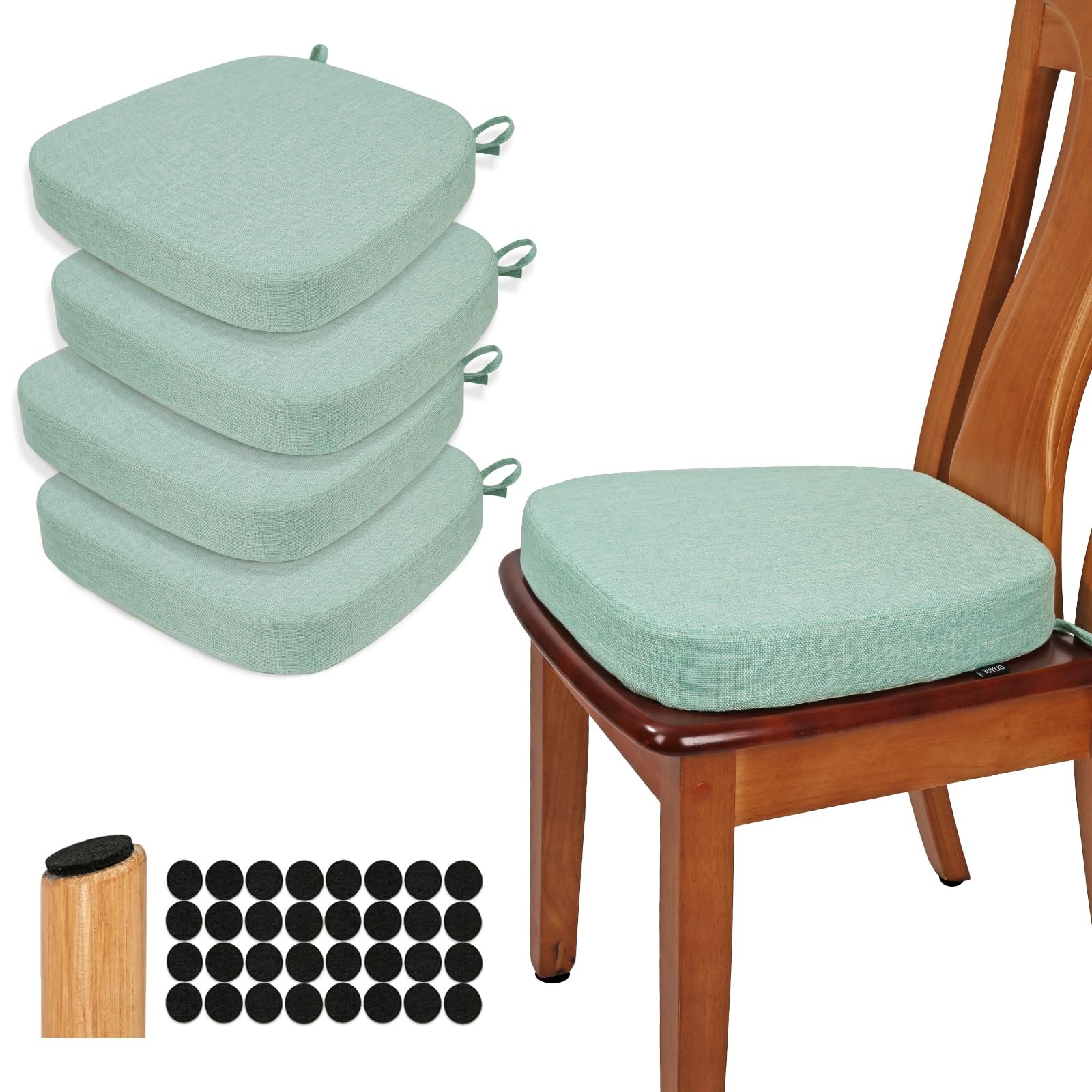 Thickened 2.5″ Dining Chair Cushions Set of 4, U-Shape High Density Foam Comf…