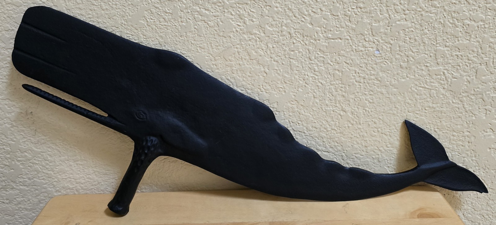 Vintage Whale Weathervane Topper Black Cast Metal Nautical Waterfront Theme