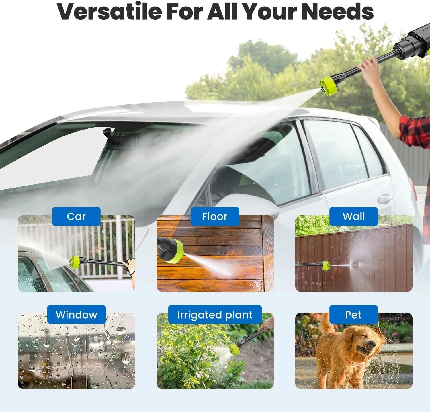 6 IN 1 Cordless Electric High Pressure Water Spray Gun Car Washer Cleaner NEW