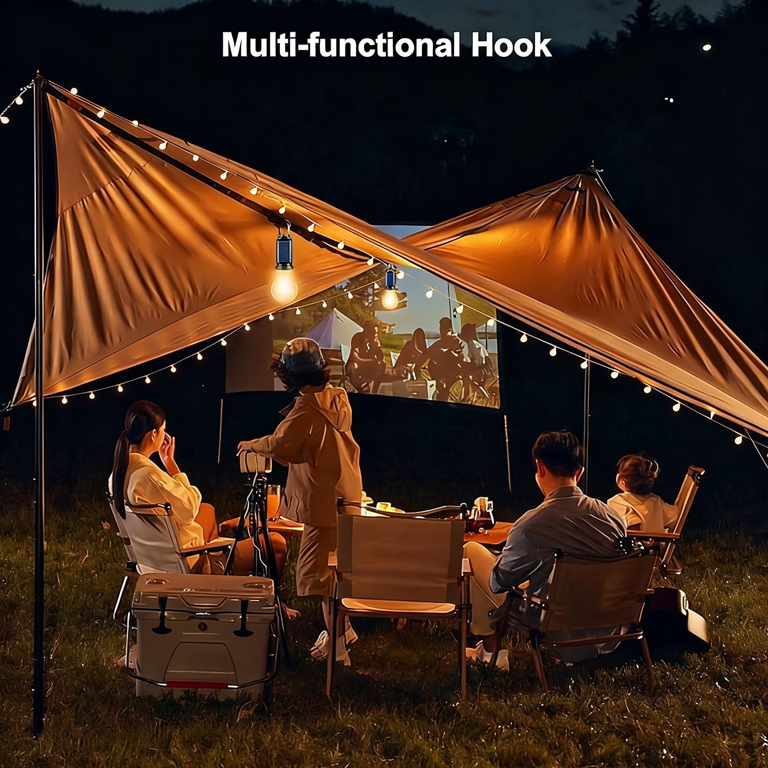 4Pcs Solar Hanging LED Light Bulb Outdoor Waterproof Tent Camping Lights Lamp US