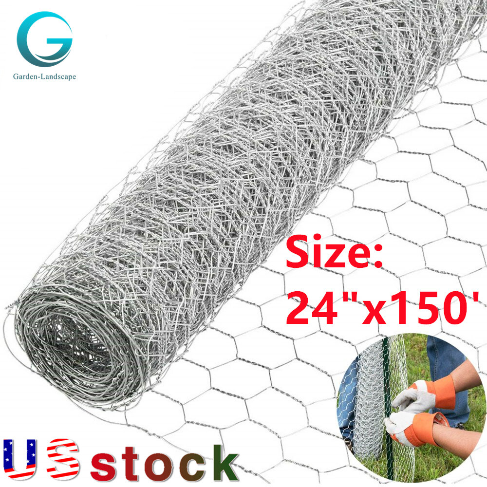 24″x150′ Galvanized Poultry Net Metal Mesh Fencing Chicken Wire 2″ Holes Rustic