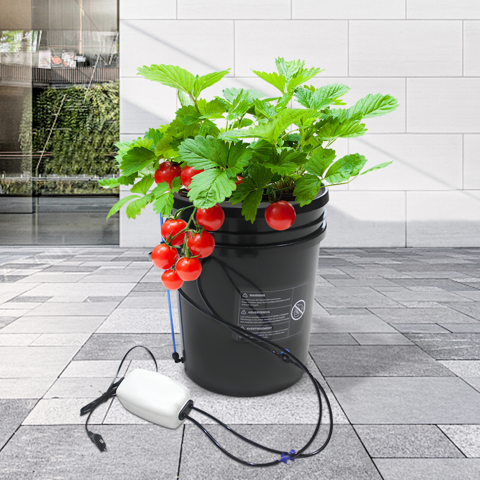 Deep Water Culture DWC Hydroponic Grow System Kit,5 Gallon Round Bucket Set 110V
