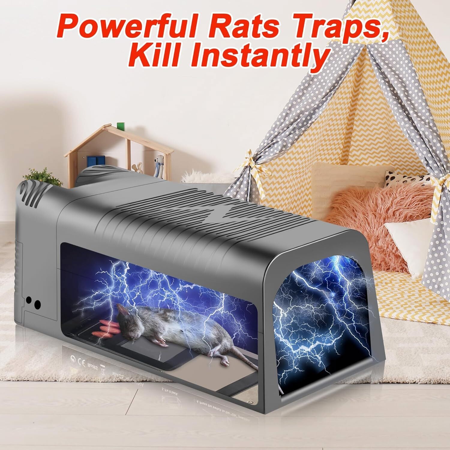 Upgraded Electronic Mouse Trap Control Kill Big Rat Pest Electric Rodent Zapper