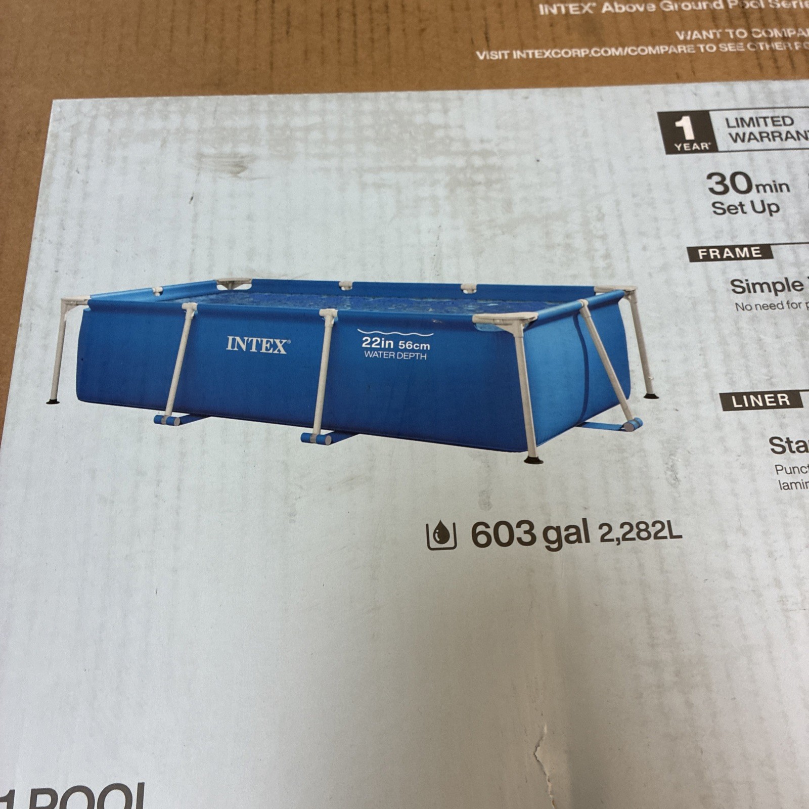 Intex 8.5’x26″ Rectangular Frame Above Ground Backyard Swimming Pool