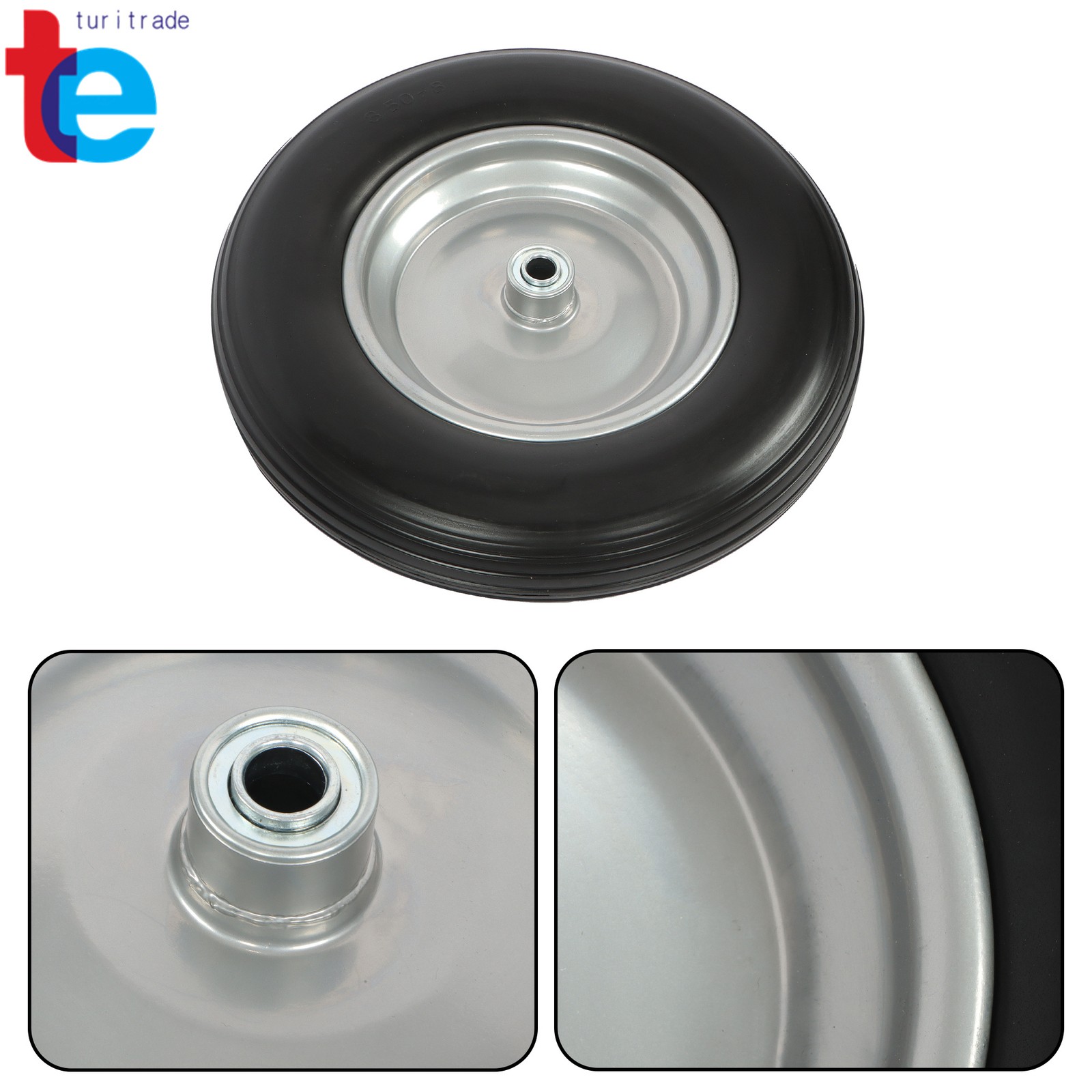 2Pcs 14.5×4-8″ Solid Tire & Wheel 5/8″ Bearing For Garden Cart Wheelbarrow Tires