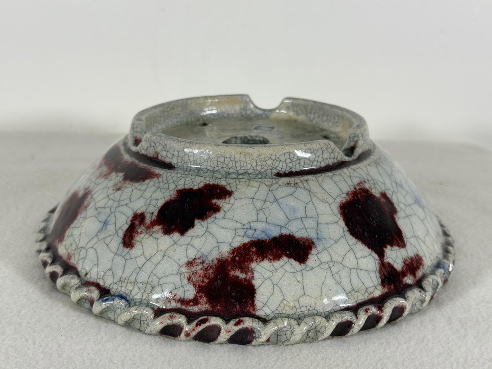 Preowned Japanese Tokoname Glazed Round Bonsai Pot Bunzan – 8.75” x 2 5/8”