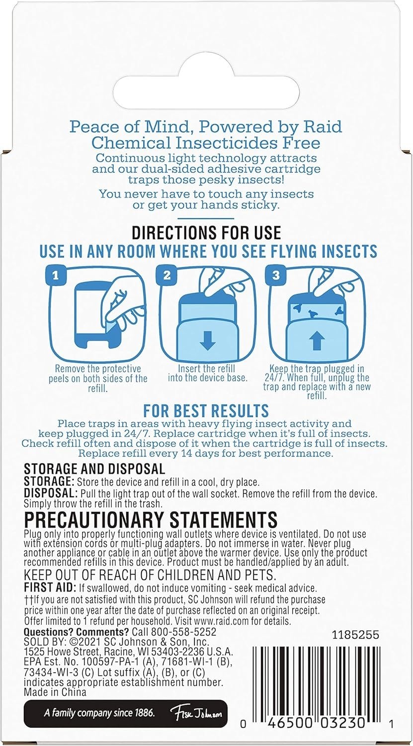 Raid Essentials 2-Pack Insect Trap Refills – Safe, Chemical-Free Light Solution