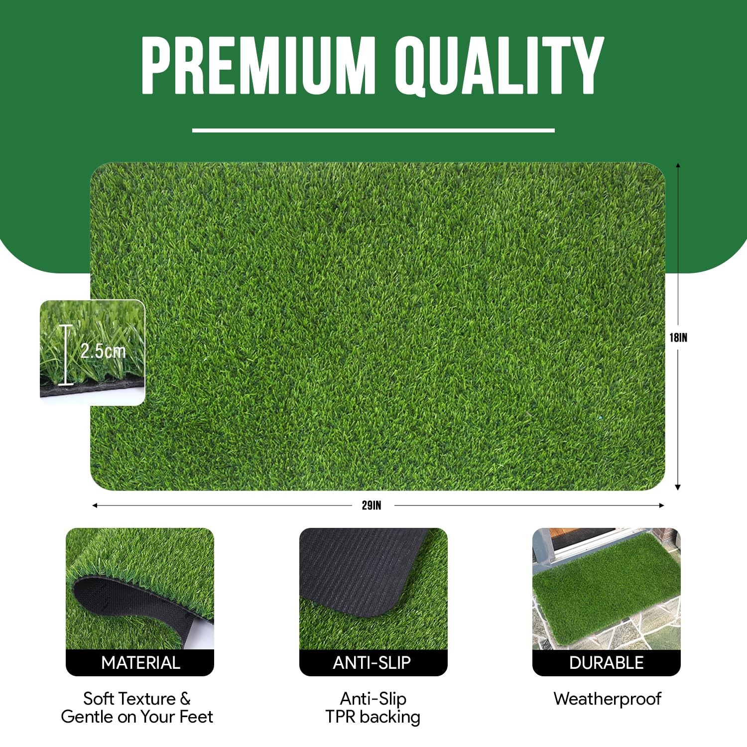 Artificial Grass Door Mat – for Entryway Indoor/Outdoor Green Turf Rug, Perfe…