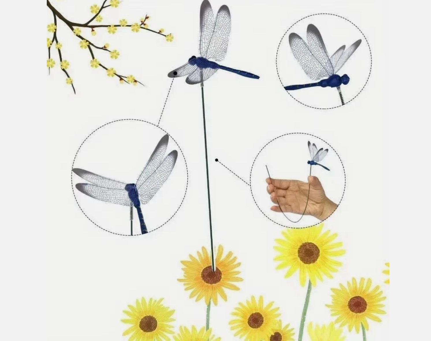 10 Pcs 3D Dragonfly Garden Decor Dragon Fly Garden Stakes Dragonflies Garden 10X