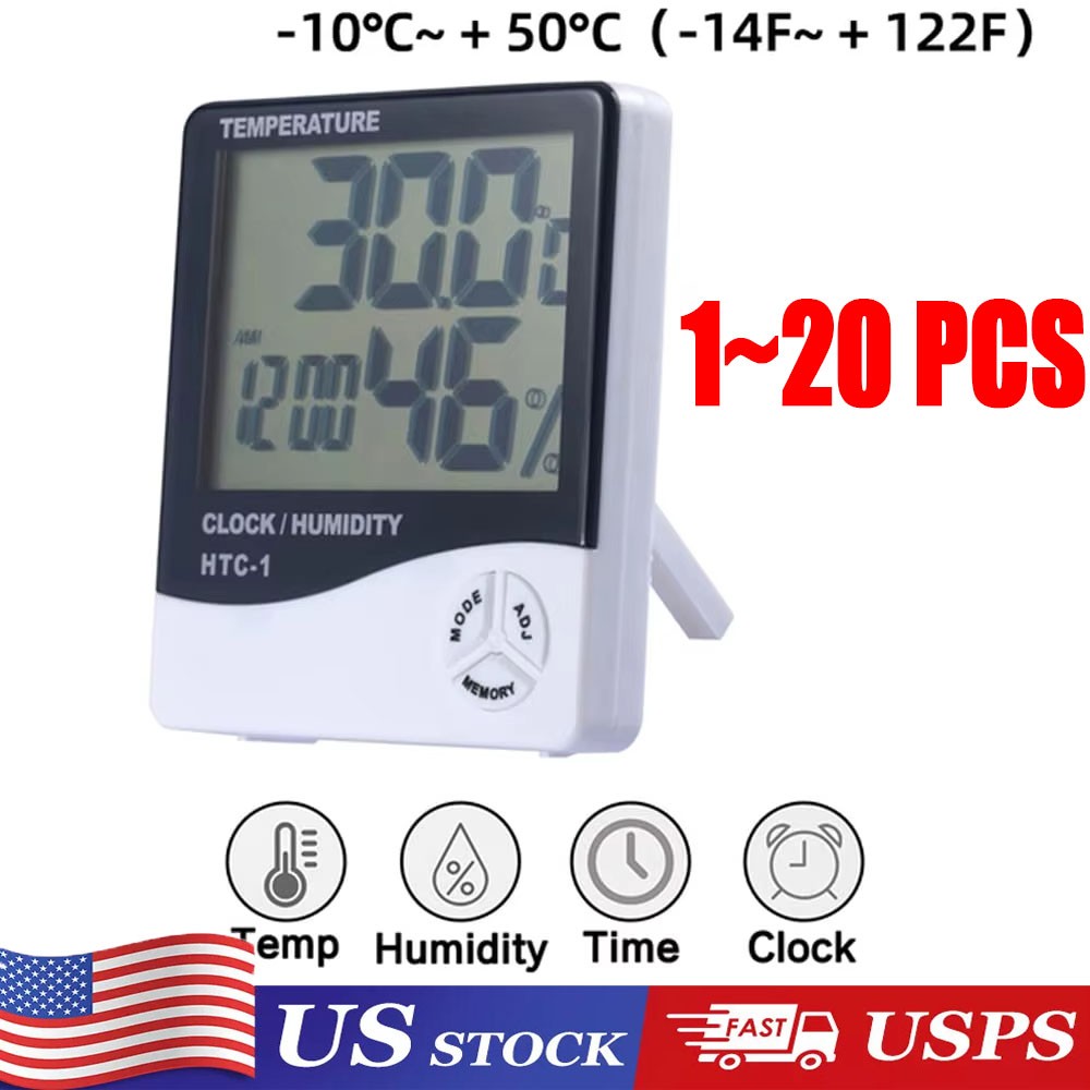 THERMOMETER INDOOR Digital LCD Hygrometer Temperature Humidity Meter Alarm Clock