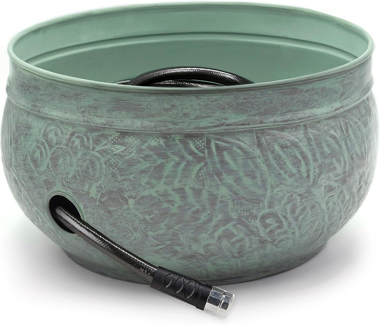 457 Key West Garden Hose Holder Pot Large Capacity Blue Verde Finish