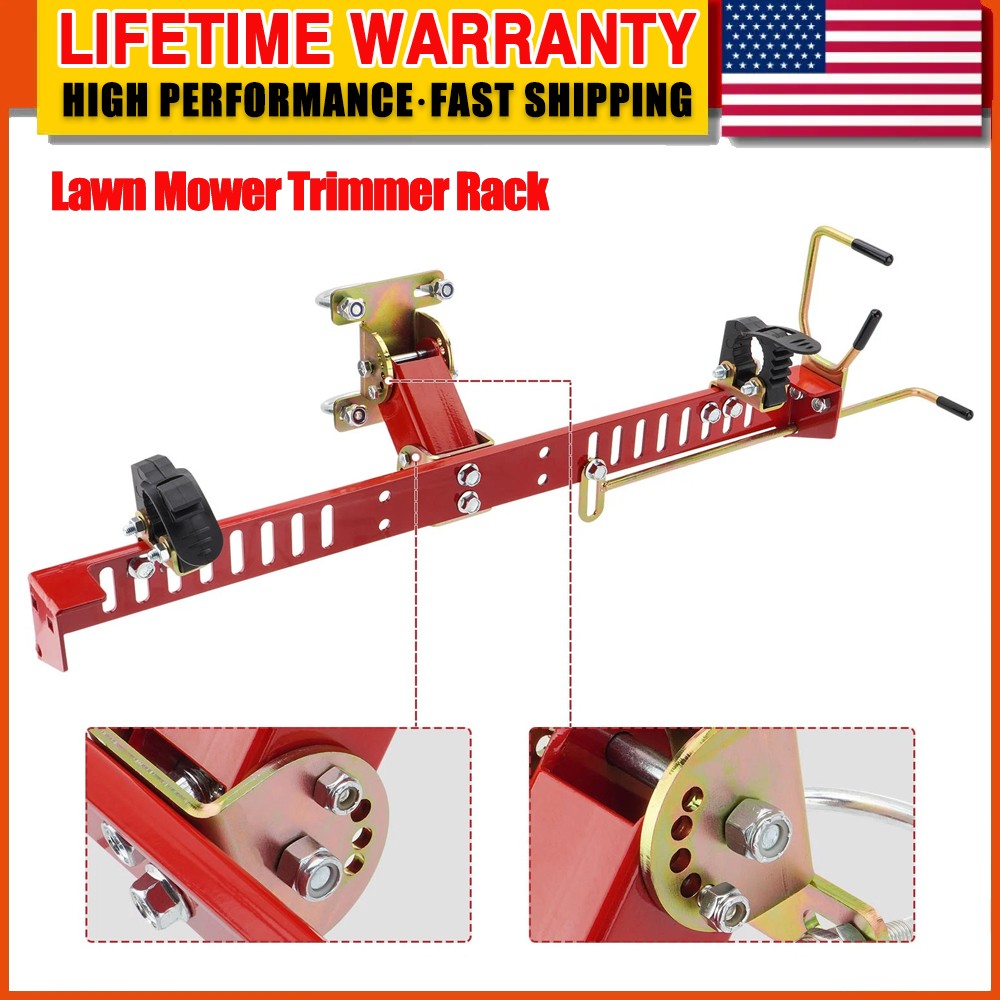 Upgraded Lawn Mower Trimmer Rack Red For Lawn Mower, Secures Trimmer Lawnmower