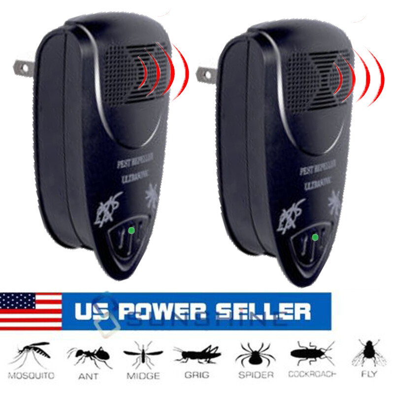 2 Pest Reject Plug In Sonic Repeller Home Bed Bug Mites Spider Defender Roaches