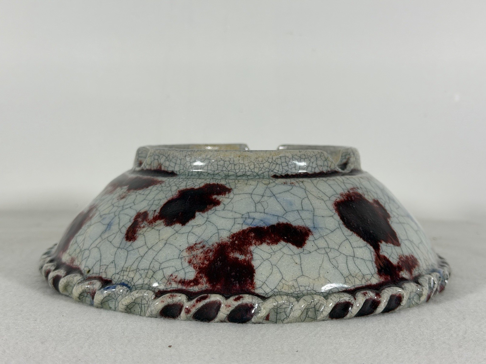 Preowned Japanese Tokoname Glazed Round Bonsai Pot Bunzan – 8.75” x 2 5/8”