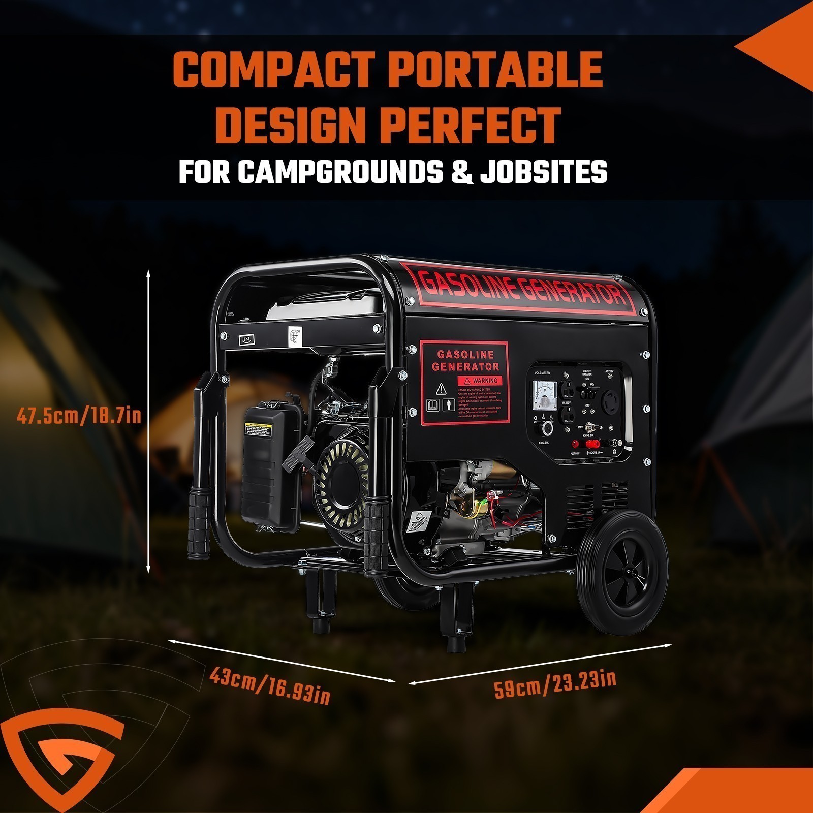 110V+220V Quiet Inverter Generator 5000W 274cc Gasoline Power Electric Start