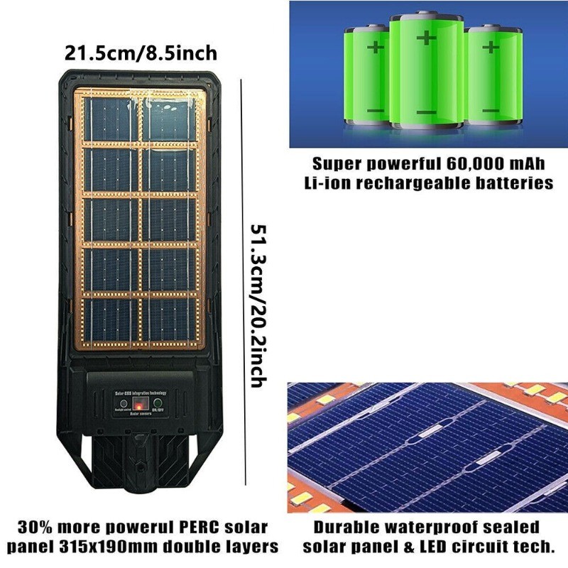 Commercial 99000000LM LED Outdoor Dusk to Dawn Solar Street Light Road Area Lamp