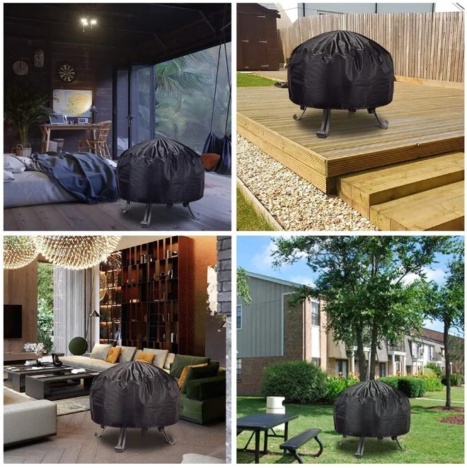 48 inch Patio Round Fire Pit Cover Waterproof BBQ Gas Grill UV Protector Outdoor