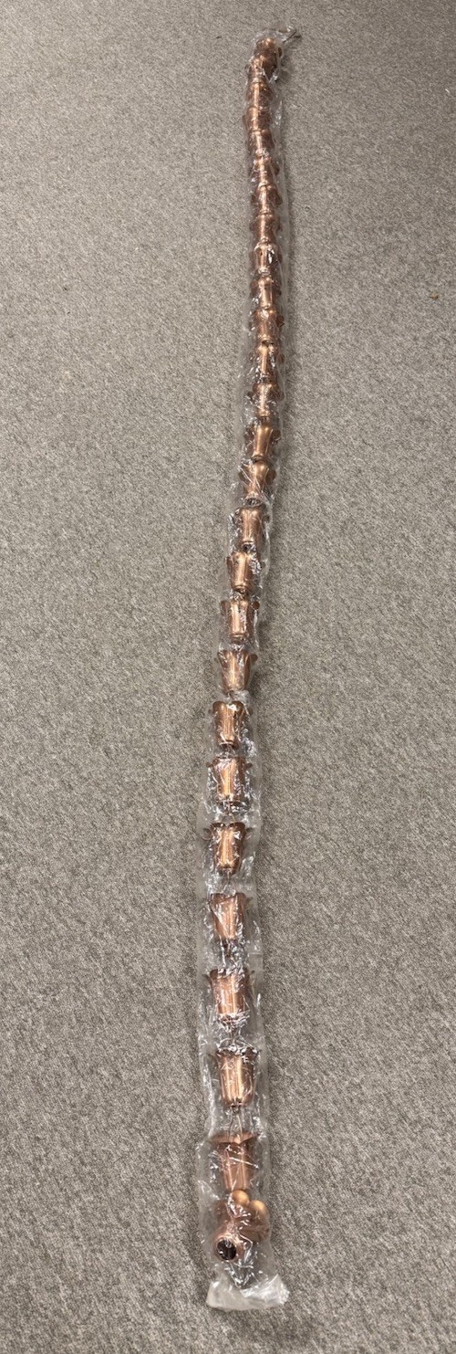 New 8.5 Foot Copper Flower Cup Rain Chain. 27 Cups
