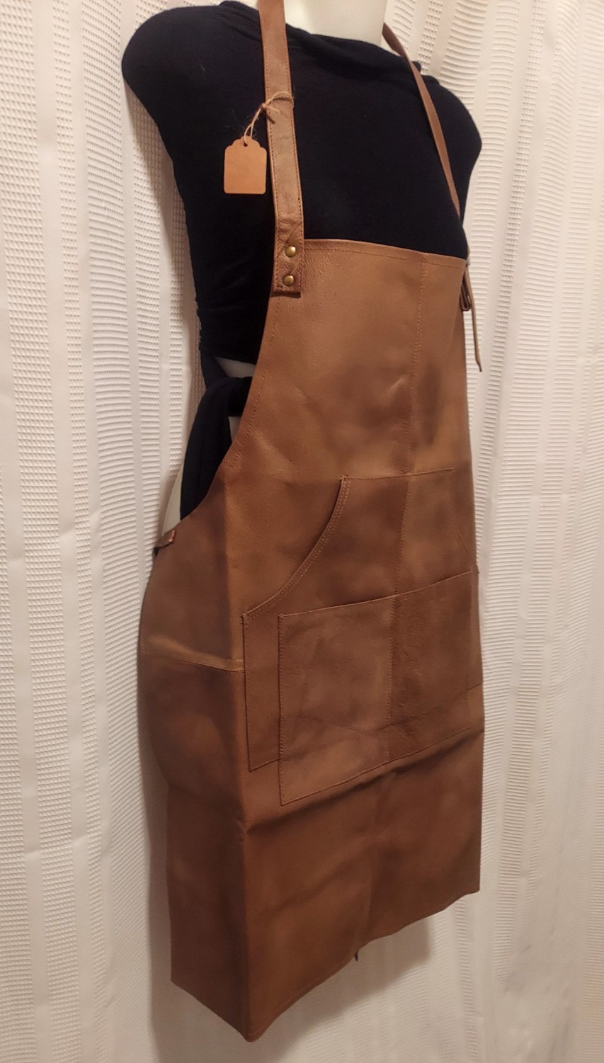 Rugged Brown Leather Apron for Men Women Ideal for BBQ Welding Woodworking NWT