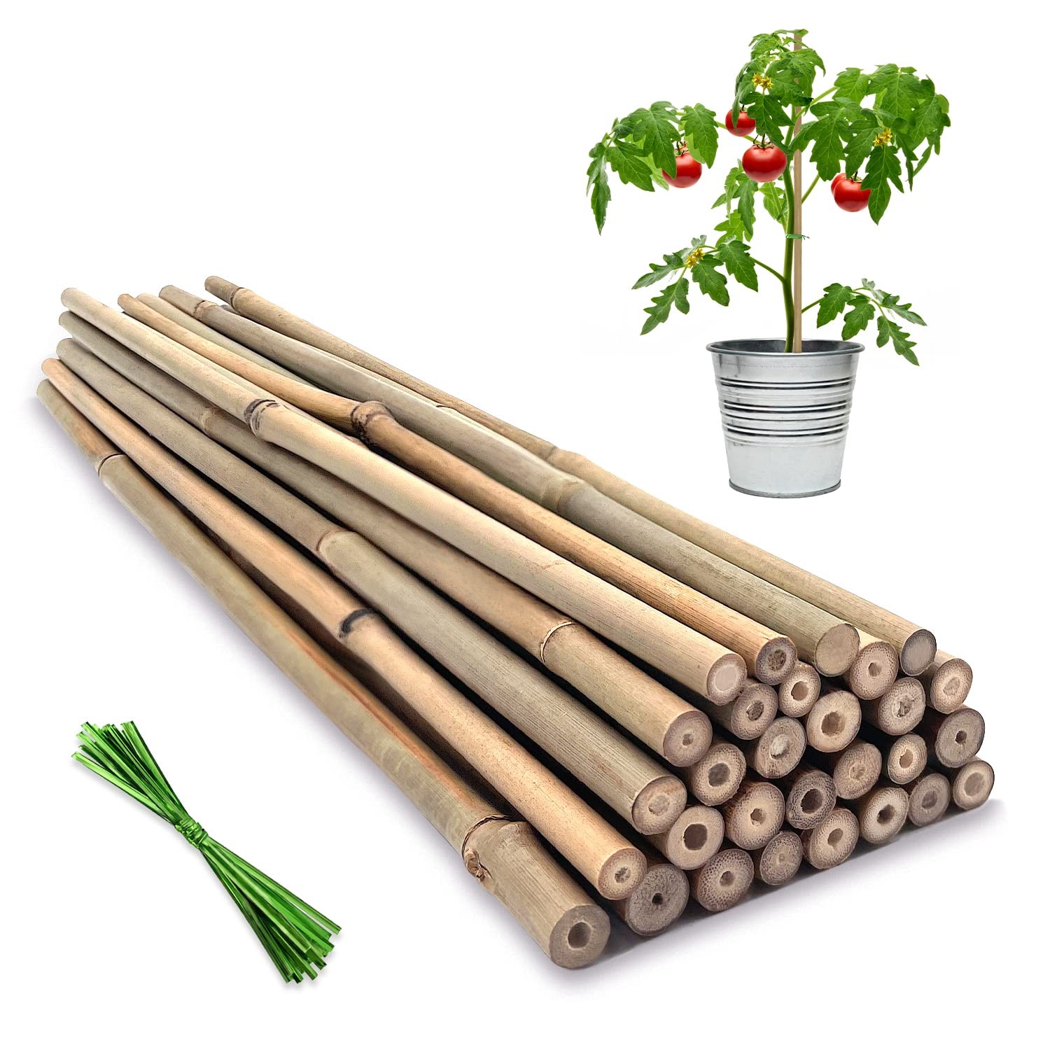 Plant Stakes,18 Inches Natural Garden Bamboo 18 Inches, 20Pack, Brown