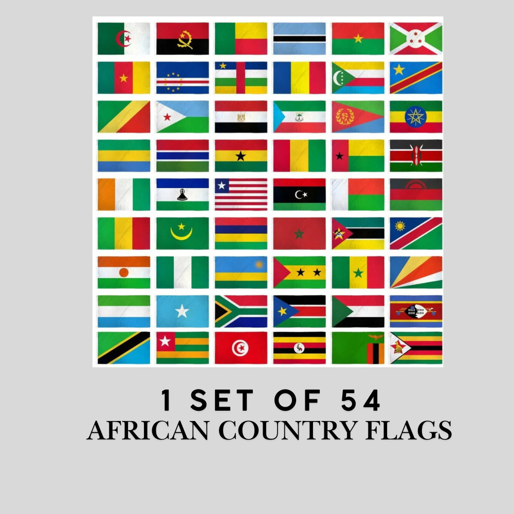 Set of 54 African Countries 2x3ft Flag Set for Classrooms, Sports, Parades