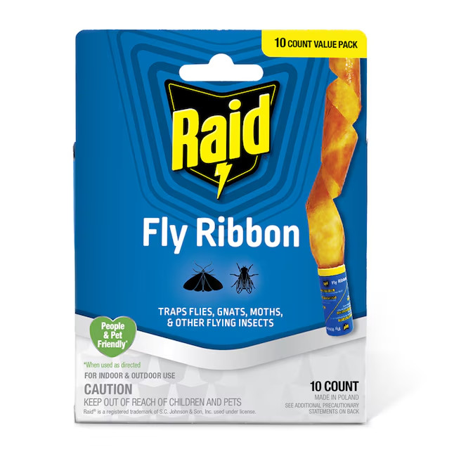 Raid Fly Ribbon Trap 10 Count Indoor/Outdoor Glue Glue Insect Trap 10 -Pack