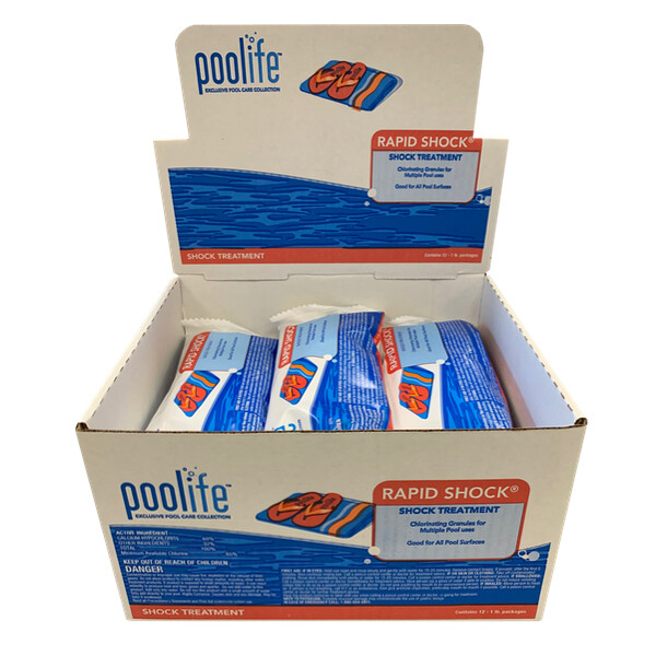 Poolife RapidShock 68% Chlorine Pool Shock 1 lb Bags – 12 Pack