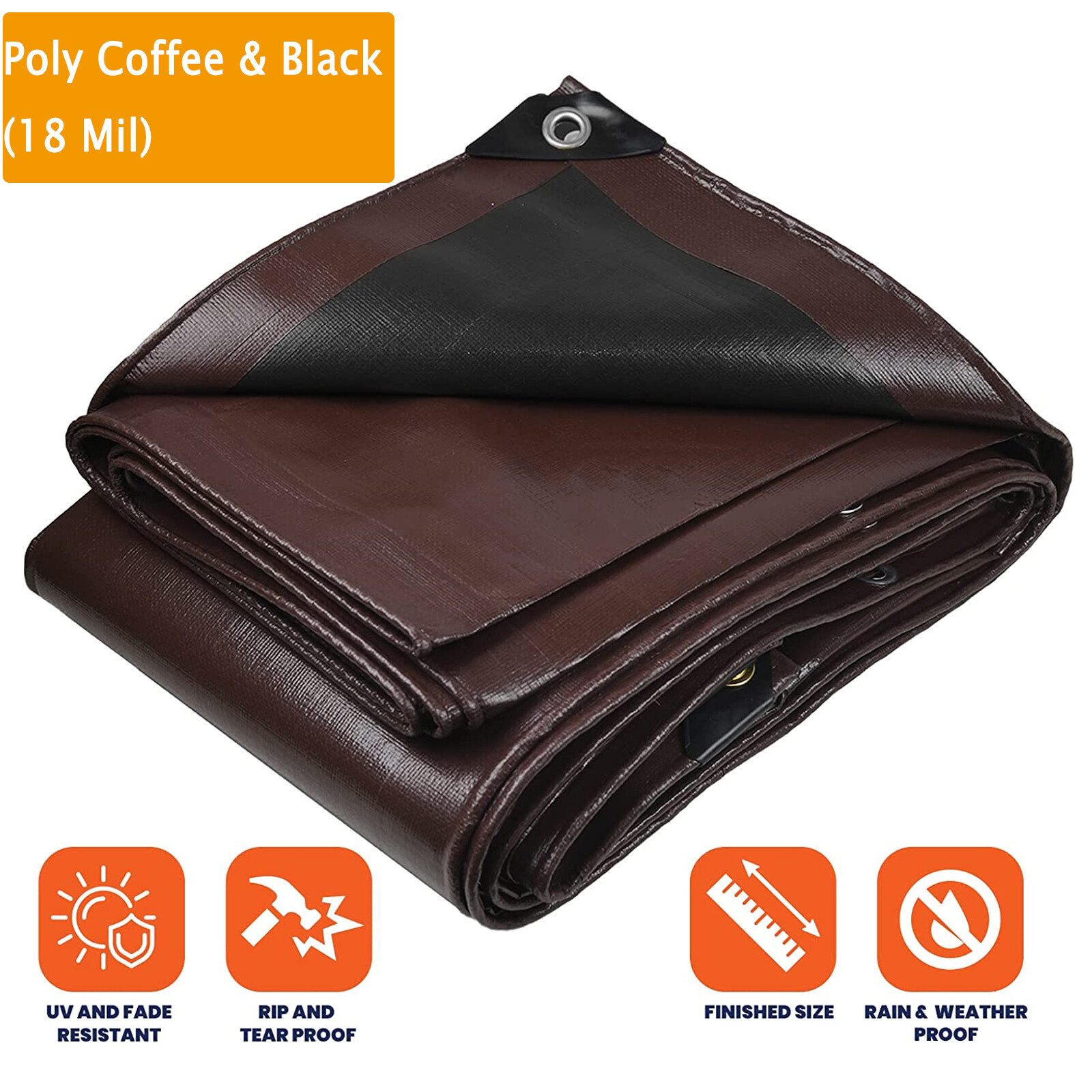 Heavy Duty Tarp 18Mil Waterproof Tarpaulin Garden Sun Shade Canopy Cover Tent