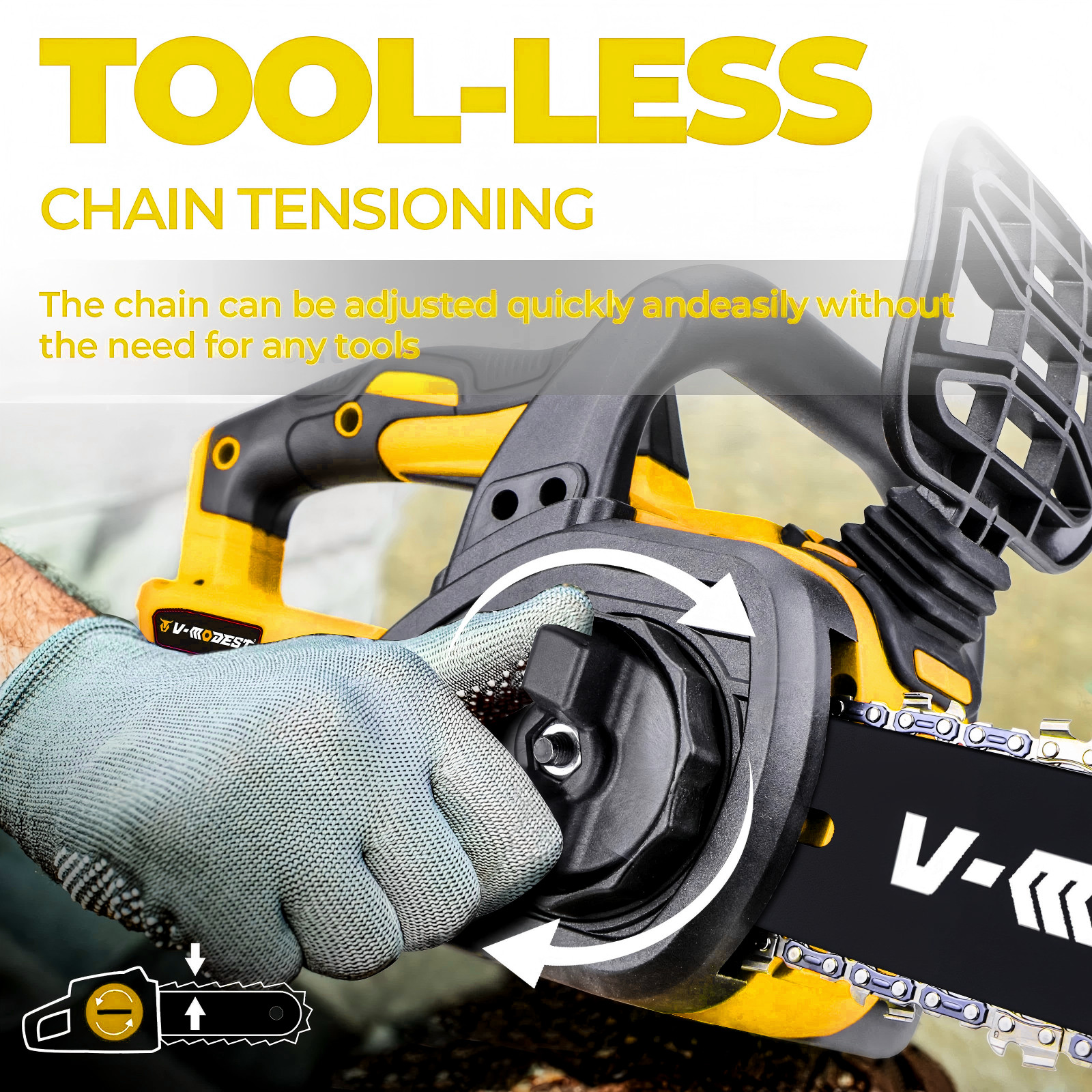 12 in Cordless Compact Chainsaw For DEWALT 20V MAX Battery Brushless w/2 chains