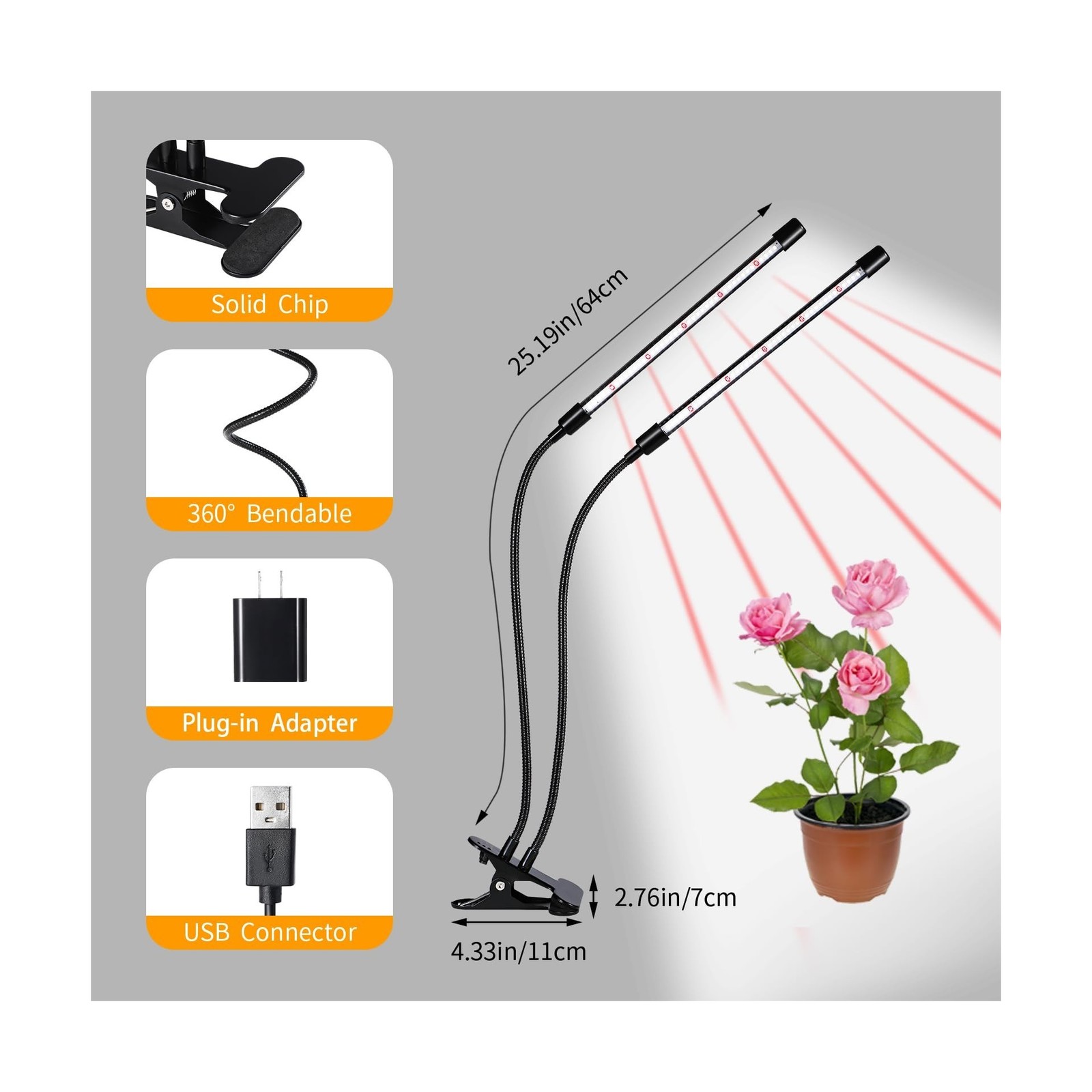 Black Grow Lights for Indoor Plants, 168 LEDs Clip Plant Lights, Fu… Fast Ship