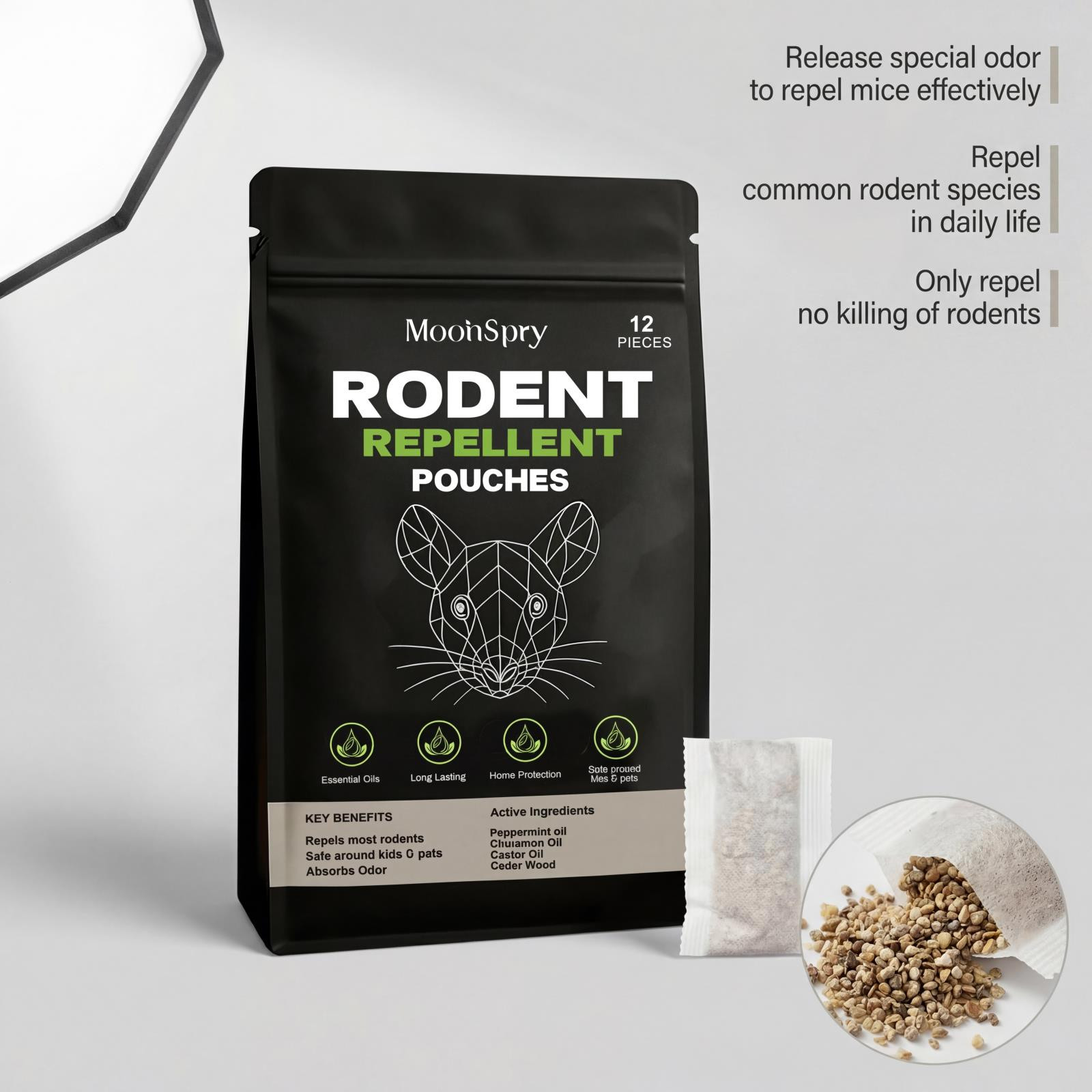 Natural Peppermint Mouse Rodent Rat Repellent,Mice Indoor&Outdoor Deterrent,12PC