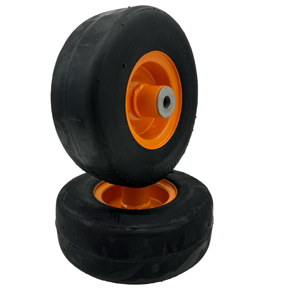 Set of 2 – 9×3.50-4 Flat Free Lawn Mower Wheel, Center Hub, 5/8″ Axle