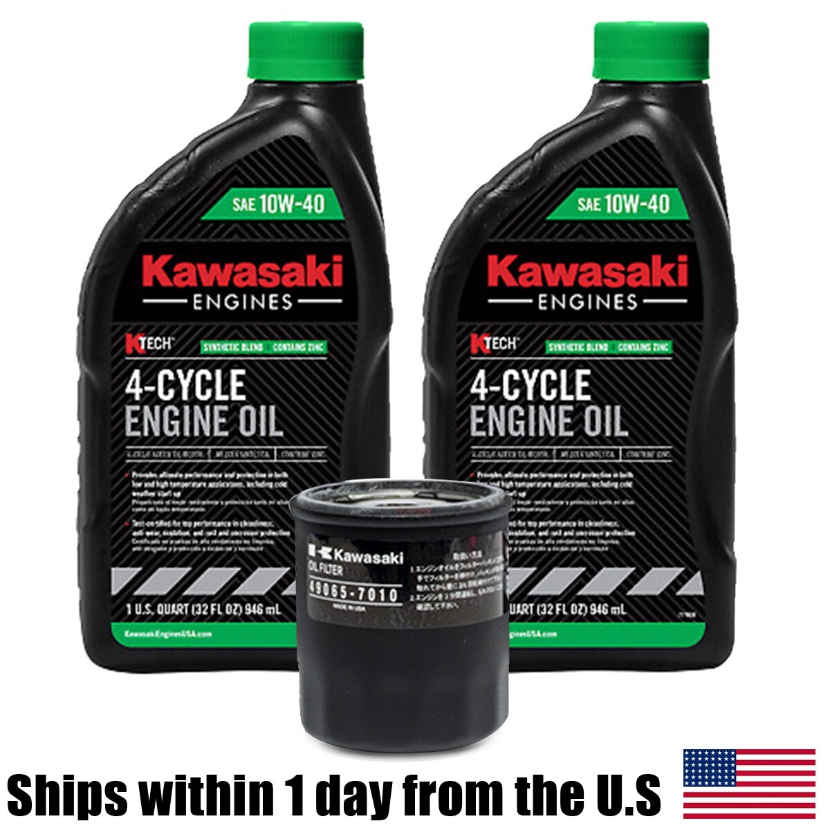 Genuine OEM Kawasaki Engine Oil Change Kit 99969-6296 49065-7010 10W40- 4 Cycle
