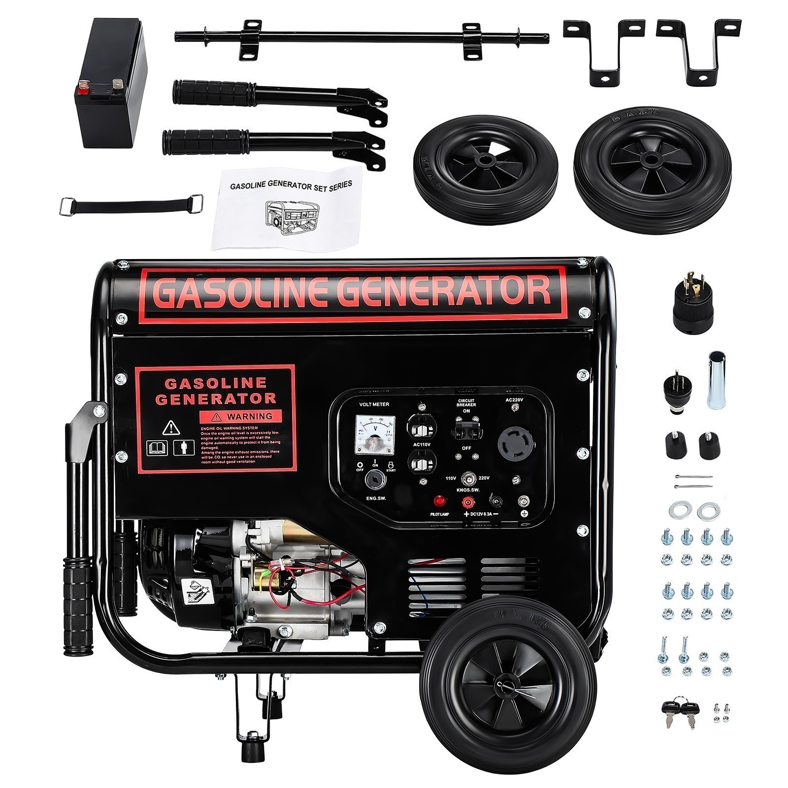 110V+220V Quiet Inverter Generator 5000W 274cc Gasoline Power Electric Start