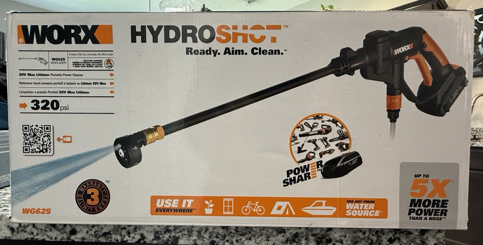 THE WORX HYDRO SHOT PRESSURE WASHER