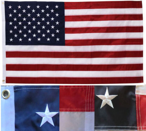 2×3 Ft American Flag US Nylon Embroidered Stars Sewn Stripes Deluxe USA