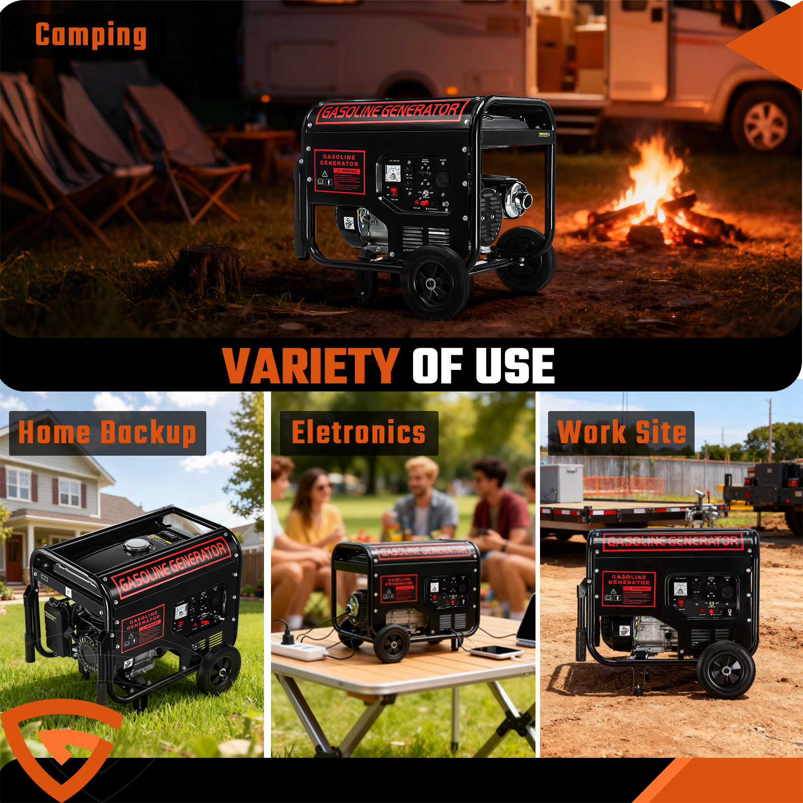 3600W Portable Inverter Generator Gas Powered Quiet-for Home Backup Construction