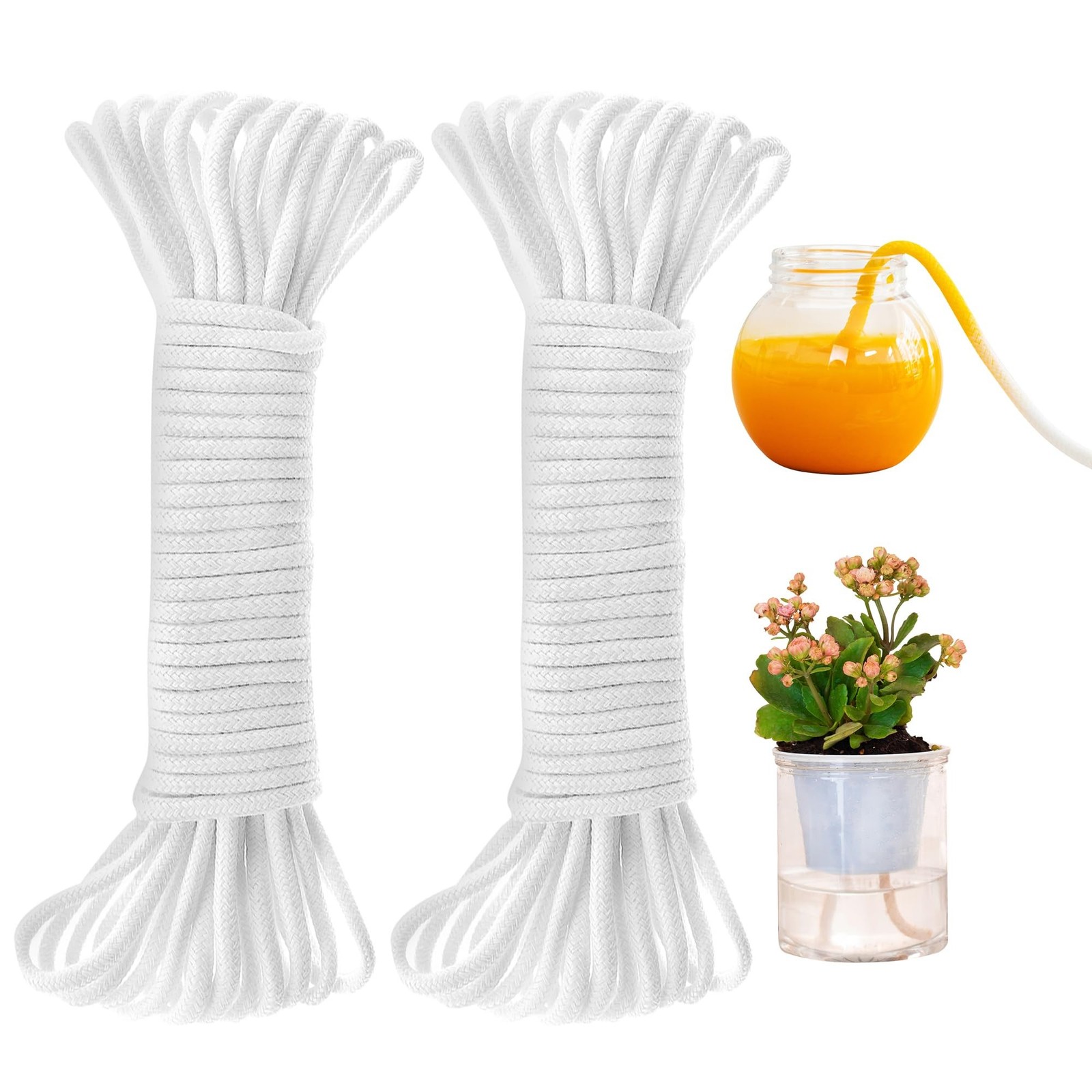 60 feet 1/6 inch Wicking Rope for Plants, Self Watering Wick Cord for Vacation