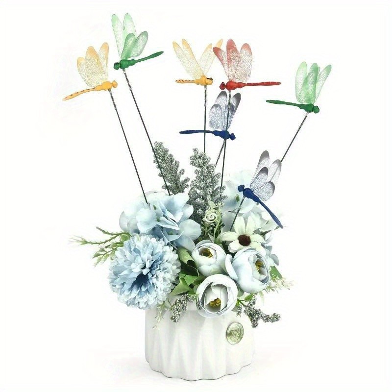 10 Pcs 3D Dragonfly Garden Decor Dragon Fly Garden Stakes Dragonflies Garden 10X