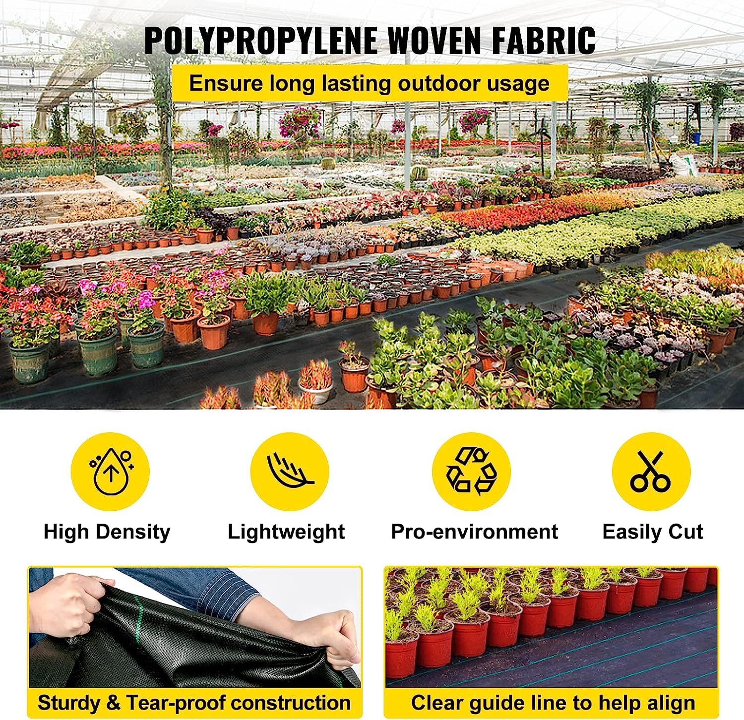 VEVOR 5’x 250′ Weed Barrier Landscape Fabric Ground Cover 5oz PP Dual Layer
