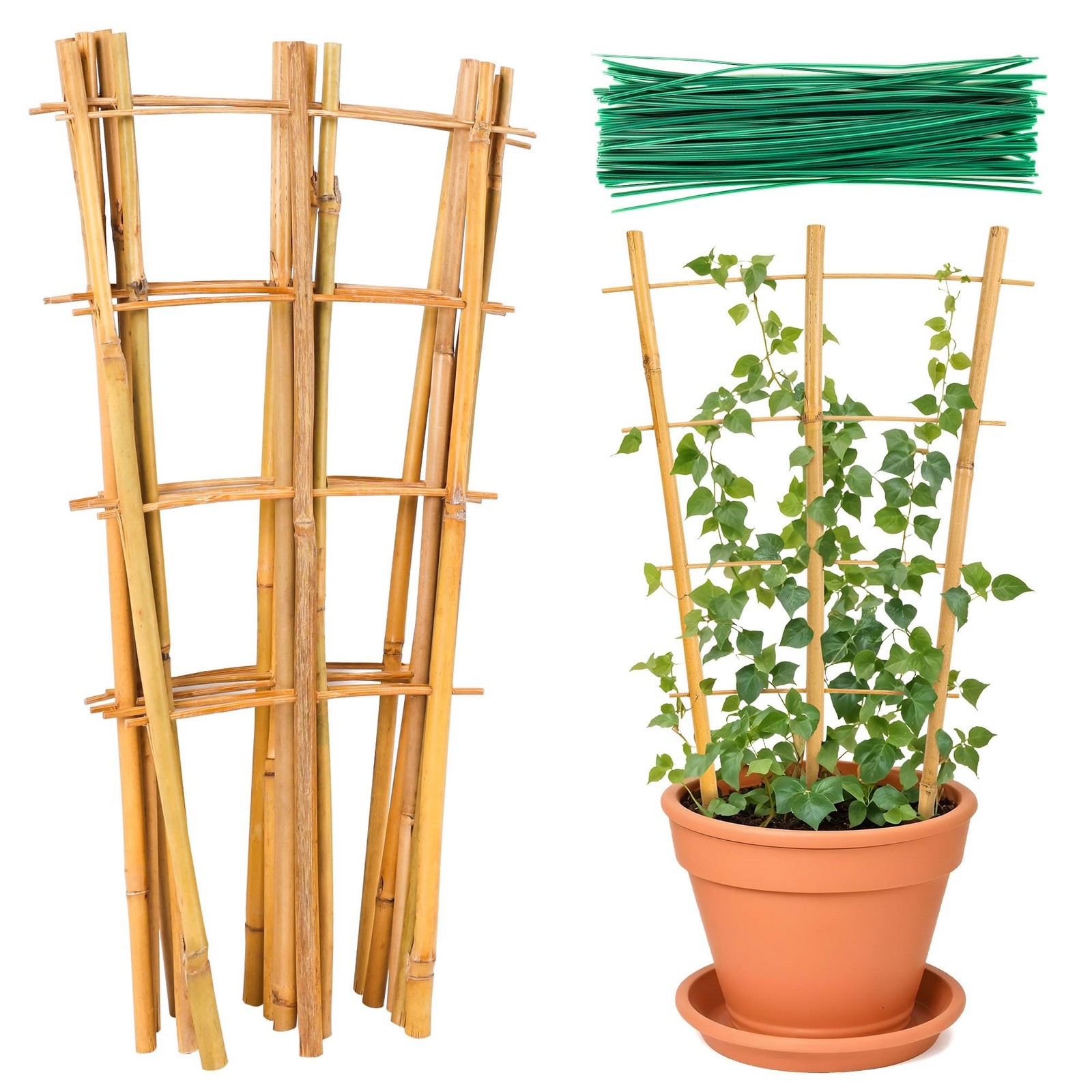 Bamboo Trellis, 12pack 16 Inch Small Plant Wood Bamboo Trellis for Climbing P…