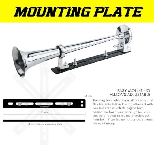 12V 150DB Air Horn with Install Mounting Bracket Kit, 18 black and silver