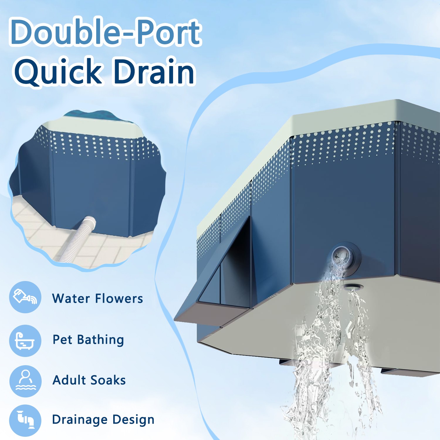 Foldable Summer Swimming Pool for Kids & Adults Garden Outdoor Non-Inflatable